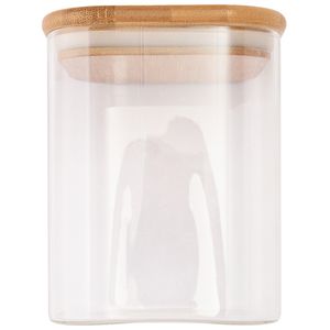 Pote Hermético Quadrado Futuro Com Tampa Vidro E Bambu 650ml 10x10x12cm LM2555FTO - honeyhome