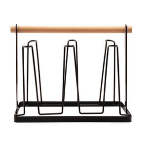 Porta Copos Ferro E Madeira Preto 24,5x13,2x18,3cm LM2561BEL - honeyhome