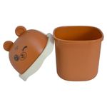 Lixeira_1,5l_Com_Tampa_Urso_Plástico_Marrom_Detalhe_Branco_Ref.URS01_Keita