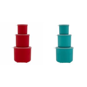 Conjunto de Potes 280ml/ 750ml/ 1,4L Plástico Cilíndrico Sortido 3 Peças 7732 - Top Line