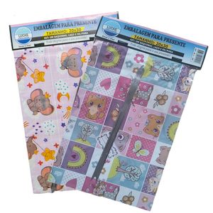 Kit Saquinho de Presente Infantil Feminino Plástico Sortido 20x30cm BL1IFF - Lucas Embalagens