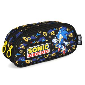Estojo Escolar Duplo Sonic Poliéster Preto ET47533SOPT - MaxLog
