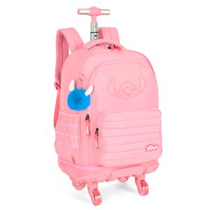 Mochilete Com Rodinhas Infantil Stitch Poliéster Salmão MC49232SCSL - MaxLog