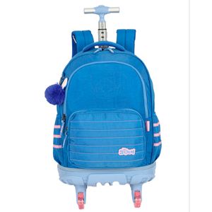 Mochilete Com Rodinhas Infantil Stitch Poliéster Azul MC49232SCAZ - MaxLog