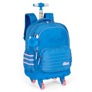 Mochilete Com Rodinhas Infantil Stitch Poliéster Azul MC49232SCAZ - MaxLog