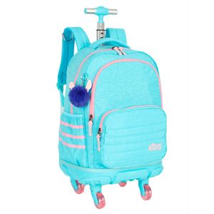 Mochilete Com Rodinhas Infantil Stitch Poliéster Turquesa MC49232SCTR - MaxLog