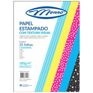 Bloco de Papel Estampado Com Textura Visual 35 Folhas Coloridas 180g MPE01 - Menno