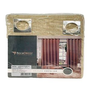 Cortina Corta Luz Rústico 0001 Poliéster Bege 260x230cm 13658 - BecaDecor