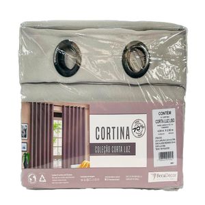 Cortina Corta Luz Liso 0005 Poliéster Cinza 400x260cm 18139 - BecaDecor