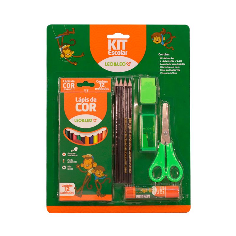 LEO品 Kit Escolar 9 Peças Sortido 4203 - Leo&Leo - lojasmel