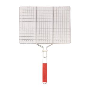 Grelha Dupla Para Churrasco Ferro Cabo Madeira 40x61x1,5cm LM2627 - honeyhome