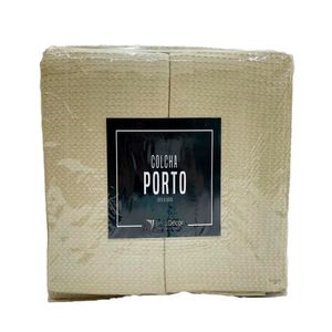 Kit Colcha Solteiro Porto 100% Algodão 6185 Bege 2 Peças 150x240cm 18403 - BecaDecor