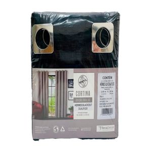 Cortina Corta Luz Hermes Blackout Dualplex 0008 Preto 260x230cm 20619 - BecaDecor