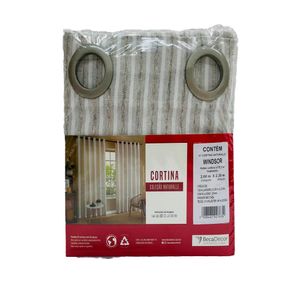 Cortina Naturale Windsor 0001 Cinza 2 Peças 260x230cm 20642 - BecaDecor