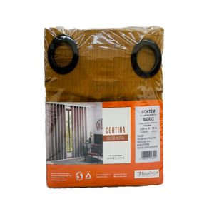 Cortina Rústica Madras 5377 Bronze 2 Peças 260x170cm 20786 - BecaDecor