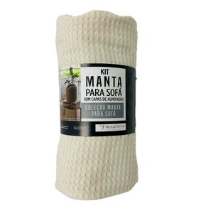 Kit Manta Sofá Copenhage 100% Algodão 6001 Cru 3 Peças 170x130cm 20898 - BecaDecor