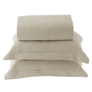 Kit Colcha Queen Porto 100% Algodão Bege 6185 3 Peças 240x260cm 18409 - BecaDecor