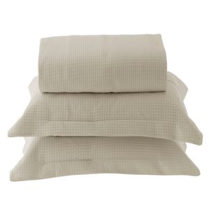 Kit Colcha Casal Porto 100% Algodão 6185 Bege 3 Peças 220x240cm 18406 - BecaDecor
