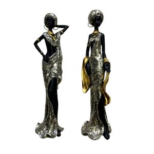 Estatueta Mulher Africana Resina Sortida 8,5x8,5x36,5cm LM2870 - honeyhome