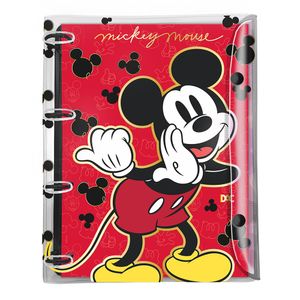 Fichário Universitário Mickey Pvc Cristal Com Botões 192 Folhas 4584 - Dac