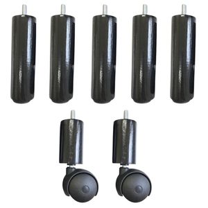 Conjunto 7 Pés de Madeira Para Cama Box Casal (5 Fixos/2 Com Rodízio) Tabaco 120mm 21447-Indart