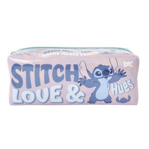Estojo Escolar Tamanho Gg Stitch Pvc Cristal Rosa 4671 - Dac