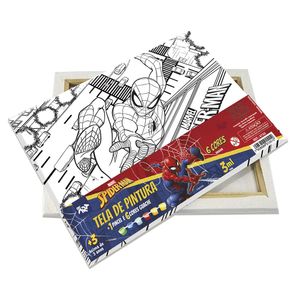 Tela Para Pintura Homem Aranha Com Pincel + 6 Tintas Guache 4750 - Dac