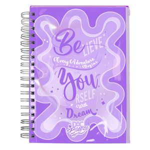 Caderno Smart Colegial Breeze Lilás Capa Malote Pcv Cristal 80 Folhas 4676 - Dac