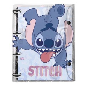 Fichário Universitário Stitch Pvc Cristal Com Botões 192 Folhas 5201 - Dac