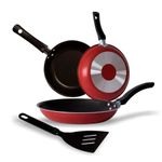 Kit_Frigideira_em_Alumínio_Antiaderente_com_Espatula_Vermelho_17/21/25__Marpal