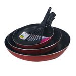 Kit_Frigideira_em_Alumínio_Antiaderente_com_Espatula_Vermelho_17/21/25__Marpal