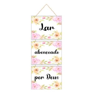 Placa Decorativa Com Corda "lar Abençoado Por Deus" Mdf JPL2229 - Nsw