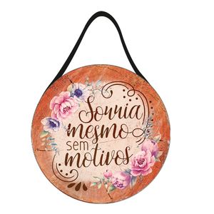 Placa Decorativa Com Corda "Sorria Mesmo Sem Motivos" Mdf JPL2242 - Nsw