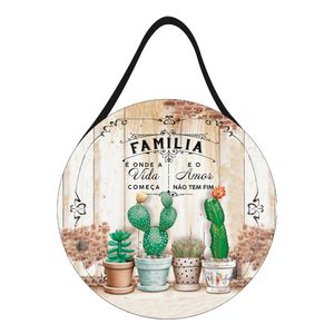 Placa Decorativa Com Corda "família É Aonde A Vida Começa" Mdf JPL2240 - Nsw