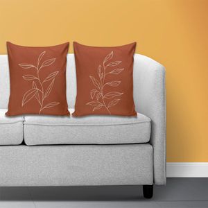 Kit 2 Capas de Almofadas Veludo Estampada Poliéster Marrom Sortida 43x43cm CALW5065 - Nsw