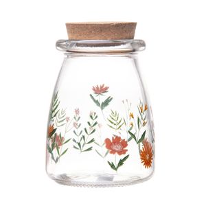 Porta Mantimento Flora Redondo Vidro Com Tampa Bambu 280ml 220266 - Lyor