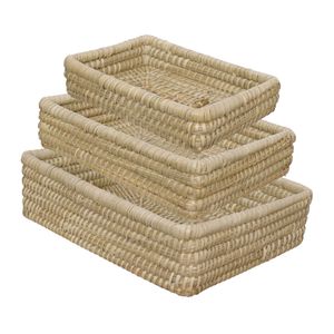 Conjunto 3 Cestos de Mesa Palmar 25cm/30cm/35cm Retangular Natural CSTO020 - Hauskraft