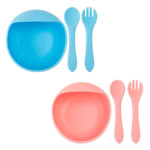 Kit Bowl Com Talheres Infantil Silicone Sortido 3 Peças LM2404BB - honeyhome