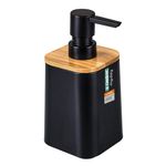 Porta_Sabonete_Líquido_My_Day_Plastico_Preto_Detalhe_Bambu_OR94000_-_Ordene