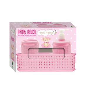 Kit Higiene Infantil 3 Em 1 Bebê E Mamãe Rosa BM2124 - Monte Libano