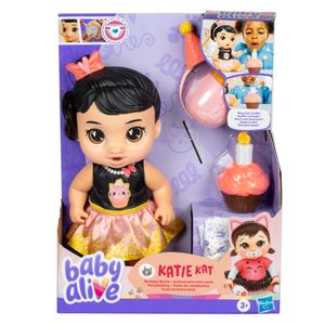 Boneca Baby Alive Katie Kat Festa de Aniversário Morena G0341 - Hasbro