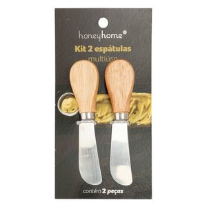Kit 2 Espátulas Multiúso Inox Cabo Madeira 12,7x3x1,5cm LM2774 - honeyhome