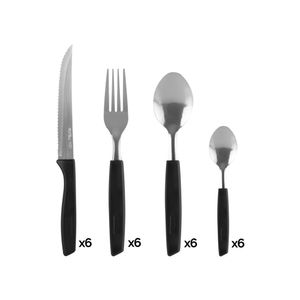 Jogo de Talheres New Caprese Inox Cabo Plástico Preto Com Jarra de Vidro 25 Peças A62254 - Fratelli