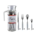 Jogo_de_Talheres_New_Caprese_Inox_Cabo_Plástico_Cinza_Com_Jarra_de_Vidro_25_Peças_Ref.A66528_Fratelli