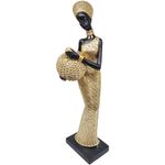 Estatueta_Mulher_Africana_Com_Pote_Resina_Dourada_33x9x9,3cm_Ref.LM2868_honeyhome