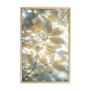 Quadro Decorativo Luxo Folhas Brancas Madeira 60x90cm 13712SV - Art Frame