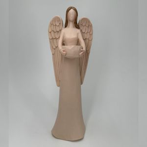 Castiçal Anjo Grande Resina Terracota 35cm AC133 - Galpão das Flores