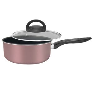 Panela 18cm Alumínio Antiaderente Tampa de Vidro Rose 2021809 - Alumínio Marpal