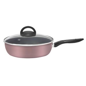 Frigideira Alumínio Antiaderente Tampa de Vidro Rose 24cm 2102409 - Alumínio Marpal