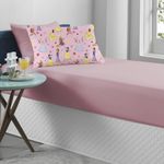 Jogo_Cama_Solteiro_Disney_Dança_Princesas_Rosa_Cravo_100%_Algodão_30cm_2_Peças_0310500_-_Portallar